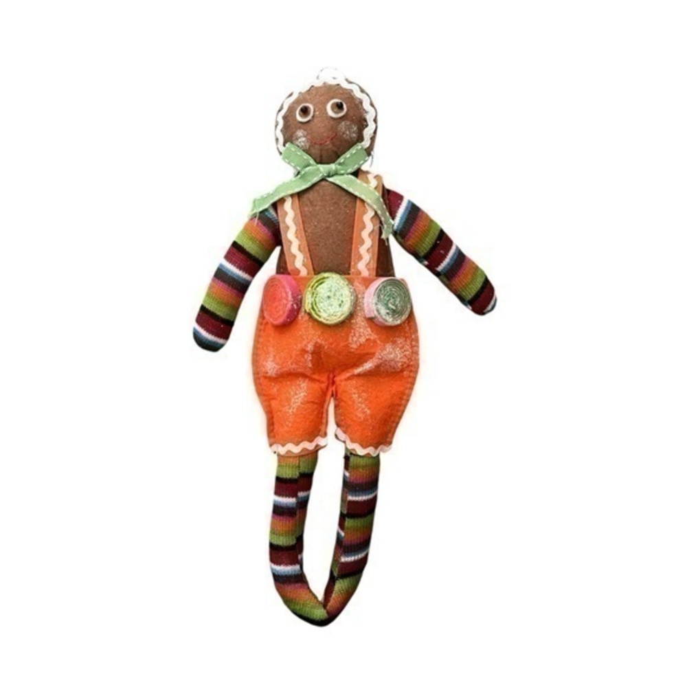 Christmas Gingerbread Sock Boy Oversized Hangers Whimsical Ornament Tree